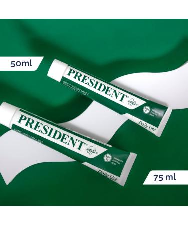 President President CLASSIC TOOTHPASTE KIT for daily use. Anti-plaque anti-decay remilling and antihalitosis. With vegetable extracts of lemon balm sage chamomile. RDA 50. 3 x 75 ml - Buy Online on GoSupps.com