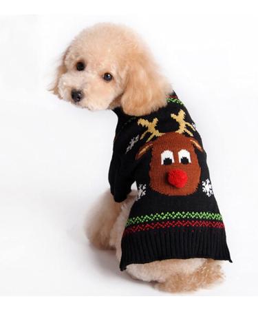 HRTTSY Christmas Dog Sweater - XL Black Reindeer Knitwear for Cats & Dogs | Warm Winter Pet Clothes - Buy Online on GoSupps.com