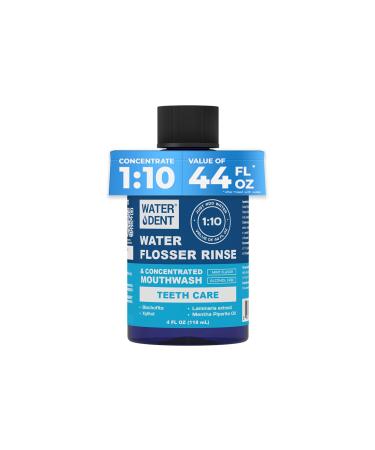 Water Flosser Rinse IRRIGANT Concentrate Mouthwash 1:10 44 fl.oz Travel Size Add to Water Flosser Mint Flavor Alcohol Free Fluoride Free Mint 4 Fl Oz (Pack of 1)