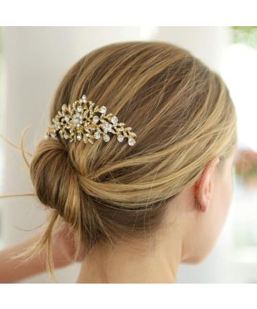 Gold Crystal Vine Bridal Hair Comb - Wedding & Prom Jewelry Accessory - Buy Online on GoSupps.com