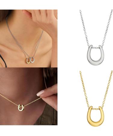 OralGos Horseshoe Necklace for Women - U Shape Wedding Jewelry | Perfect Valentine's Day Anniversary & Birthday Gift in Gold - Buy Online on GoSupps.com