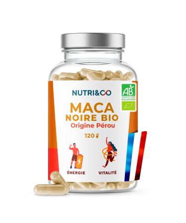NUTRI & CO Maca Noire BIO du P rou Hautement Dos 10:1 Extrait naturel 100% Pur Labellis Botani+ Force nergie quilibre Hormonal 120 G lules Vegan Fabriqu en France