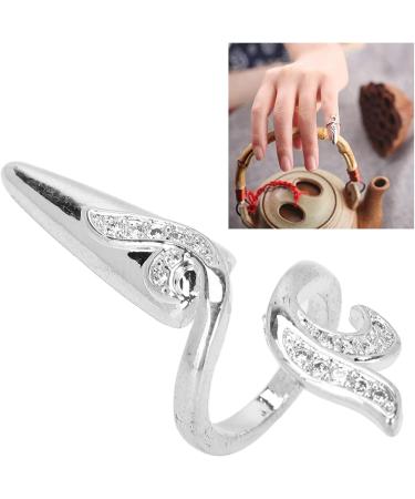 Fingernail Ring Electroplated Copper Charming Rhinestones Unique Shiny Nail Ring Art Decoration for Nail Art Decoration(Silver tail finger) - Buy Online on GoSupps.com