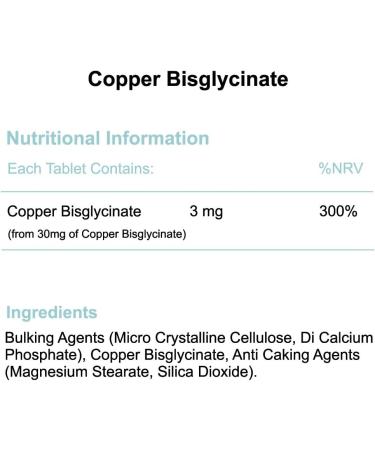 Copper Bisglycinate 3mg x 120 Tablets (Bioavailable Chelated Form) by Phoenix Nutrition - Buy Online on GoSupps.com