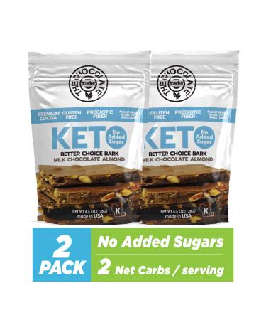 The Chocolate Trader Keto Bark, Milk Chocolate, Almonds. No Sugar Added, Low Carb. No Sugar Alcohols, No Artificial Sweeteners, All Natural (2 Bags 4.5 oz/Each) (2)2