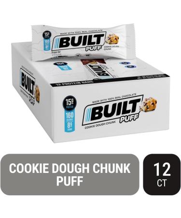 Built Bar 12 Pack High Protein and Energy Puffs- Low Carb Low Calorie Low Sugar- Delicious Healthy Snack - Gluten Free (12-Pack Cookie Dough Chunk) Cookie Dough Chunk 12-Pack - Buy Online on GoSupps.com