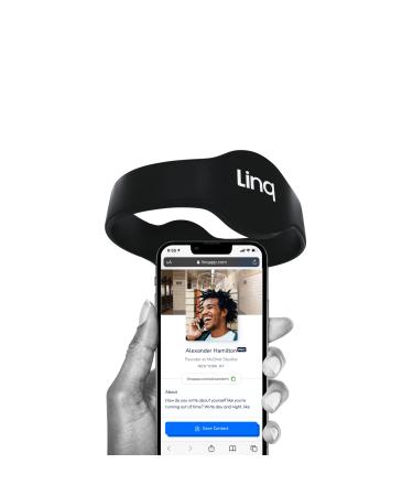 Linq Bracelet v3 - Smart NFC and QR Technology Band for Networking, Custom Links, Videos, and More (Black)