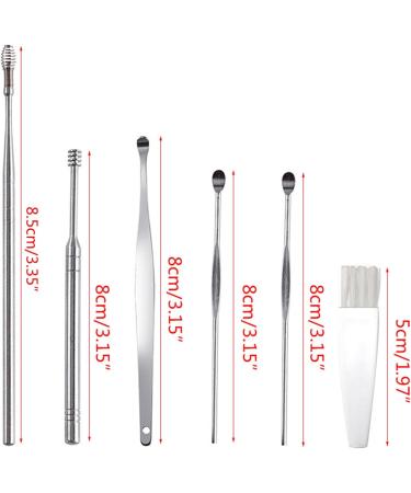 6Pcs/Set Ear Pickers Cleaning Brush with Box Stainless Steel Ear Pick Cleaner Portable Ear Clean Tools - Buy Online on GoSupps.com