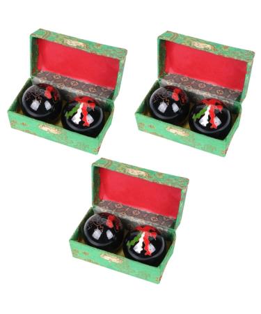 FOMIYES 6 STK BAODING Balls Hand massage ball Massage-Baoding balls Hand massage balls Health balls Chinese massage ball Healthcare Massage globe brocade box fitness mediumx3PCs as shown x 3 pieces