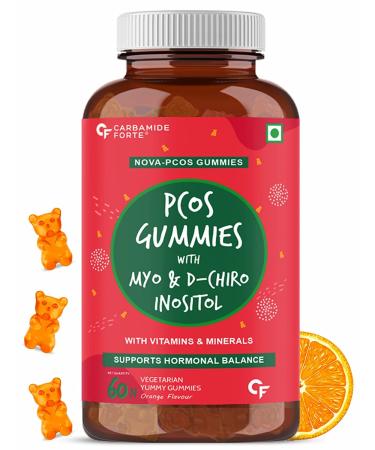 Kavir PCOS Supplements for Women with 40:1 Ratio of Myo & D Chiro Inositol Fortified with PCOS Vitamins & Minerals - Orange Flavour - 60 Veg Gummies