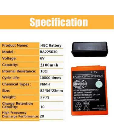 6V 2100mAh Ni-Mh BA225030 Rechargeable Battery for HBC Radiomatic | International Shipping Available - Buy Online on GoSupps.com