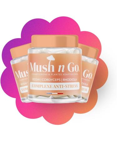 MushNGo Stress & relaxation - Reishi Ashwagandha Rhodiola MCT oil - made in France - vitamins & minerals - vegan gluten free - 30 capsules - Buy Online on GoSupps.com