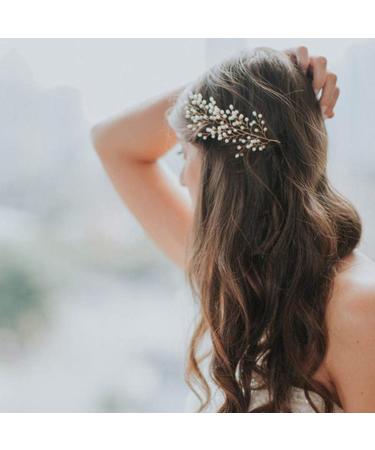 LALAFINA Womens Hair Accessories Gold Leaf Hair Clip Bridal Pearl Hair Vintage Leaves Wedding Barrettes Headpiece for Women Girls Womens Headbands - Buy Online on GoSupps.com