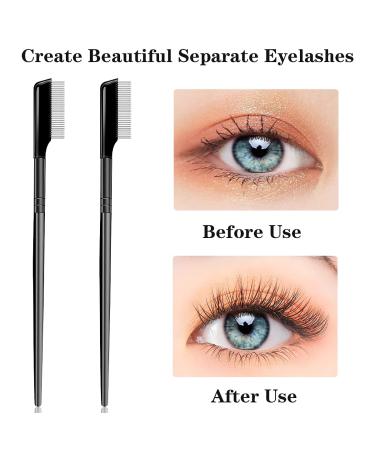 Metal Teeth Eyelash Comb Separator + Mascara Applicator | Eye Makeup Brush Tool with Comb Cover - 1 Pcs Straight - Buy Online on GoSupps.com