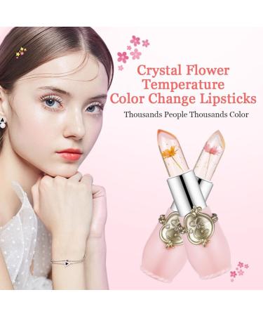 LOPHE Clear Flower Jelly Lipstick 3Pcs Magic Temperature Color Change Lip Balm Long Lasting Moisturizing Lip Gloss Set Nutritious Crystal Lip Stick Makeup Set Great Gift for Women and Girl 3 Pcs - Buy Online on GoSupps.com