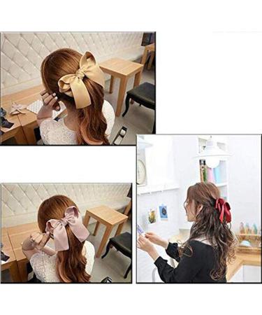 8-Piece Set Big Satin Ribbon French Barrettes for Women - Large, Soft, Silky Hair Bow Clips - Buy Online on GoSupps.com