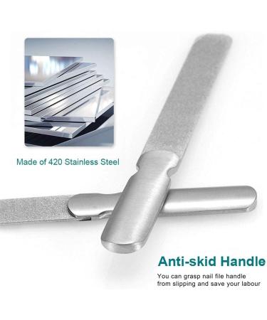 VOGARB Professional Nail Files For Natural Hard/Thick Nails with Case 4.6'' Double Sided 180 Diamond Grits Metal Stainless Steel No Slip Handle Easily Grinding Finger Toe Salon Home Travel (1 Pack(A)) - Buy Online on GoSupps.com