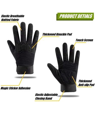 HYCOPROT Full Finger Touch Screen Gloves - Protective, Breathable & Lightweight for Shooting, Hunting, Motorcycling, Climbing - Medium Black - Buy Online on GoSupps.com