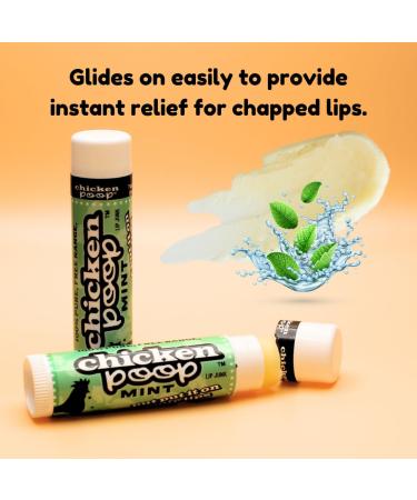 PACK of 4 - .15 oz. MINT Flavor Chicken Poop Lip Balm Value Bundle | Moisturizing for Dry Chapped Lips | Natural Beeswax with Vitamin E Jojoba Oil | Peppermint Oil - Buy Online on GoSupps.com
