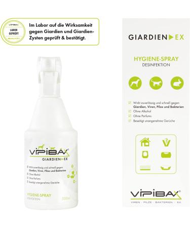 Vipibax Giardia EX Hygiene Spray for Dogs & Cats - 500ml Disinfectant for Giardia Viruses Fungi & Bacteria - International Shipping Available - Buy Online on GoSupps.com