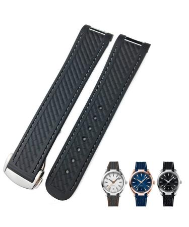 IoTup watch bracelet made of rubber with curved end suitable for Omega Seamaster 300 AT150 Aqua Terra 8900 Speedmaster silicone wrap bracelet 19 mm 20 mm