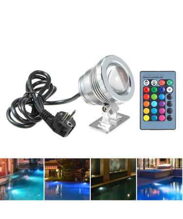 LIXADA 10W RGB LED underwater light with remote control 16 colors 4 light effects IP65 waterproof design for pool aquarium fountain halloween Christmas festival wedding function silver