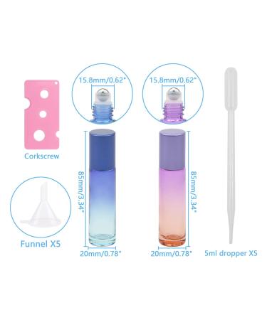 10ml Roll On Bottle Set - 10Pcs Gradient Glass Vials with Funnels & Droppers for Essential Oils & Perfumes | Purple & Blue Gradient - Buy Online on GoSupps.com