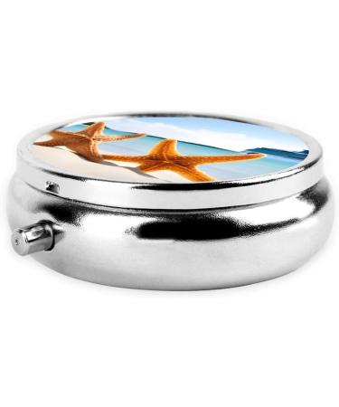 Buy Cute Starfish Round Pill Box | Mini 3 Compartment Travel Organizer for Vitamins & Medications - Buy Online on GoSupps.com