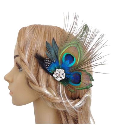 Xiton hair clip Hair clip spring hairpise retro-pfau-hair clip Excellent feather hair needles wedding spring fascinator accessories for women and girls
