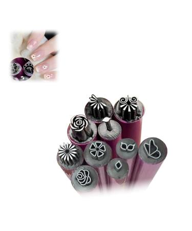 10-Pack Nail Art Flower Stamping Pen Nail Art Stamping Pen Set Nail Art Pen Nail Art Design Tools Art Stamping Pen DIY Nail Art Tools Dot Painting Tool Nail Art Graffiti DIY Silver