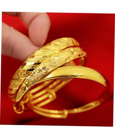 CALLARON 1pc Push Pull Bracelet Brass Wrist Jewelry Birthday Gift Couples Bracelets The Gift Baby Bangles Gold Cuff Bangle Mom Thickening Bracelet Female Bangle Simple Silver Bracelet Miss - Buy Online on GoSupps.com