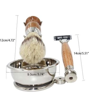 Luxury HRTC Men's Shaving Brush Stand & 3-Layer Razor Blade Kit with Natural Stone Handles - Silver 13x15cm - Buy Online on GoSupps.com