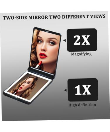 Magnifying Mirror with Light Foldable Compact Mirror 2-Sided Light Up Travel Mirror USB Rechargeable 1X and 2X Portable Mirror Makeup LED Mirror Gifts for Girls Black - Buy Online on GoSupps.com