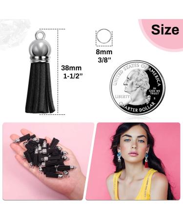 PAXCOO Keychain Tassels Bulk - 50pcs Small Black Leather Tassel Keychain Charms with Jump Rings for DIY Jewelry Making and Crafts - Buy Online on GoSupps.com