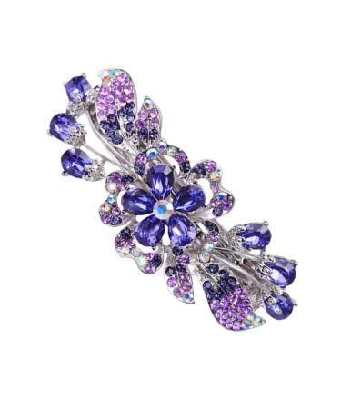 FRCOLOR hairpin rhinestone clip purple barrettes flower crystal hair clips metal hair crystal hair barrettes flower hair barrettes hair holder hair clamp holder alloy Miss wedding top clip