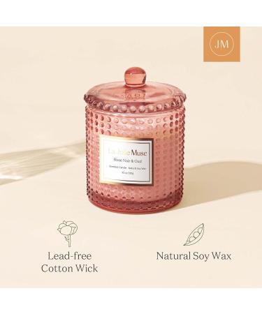 La Jolie Muse Damascen Rose Fragrance Candle - 75 Hours of Aromatic Bliss Natural Wax & Floral Aroma - Perfect Gift for Women - 285g Rose Noir & Oud - Buy Online on GoSupps.com