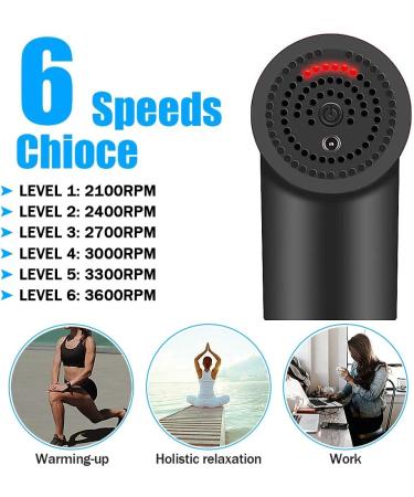 Deep Tissue Massage Gun | 6 Speeds, 4 Heads, Cordless Handheld Percussion Device for Muscle Relaxation - Black - Buy Online on GoSupps.com