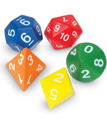 Learning Resources Jumbo Foam Polyhedral Dice Set - 5 Dice with 4, 8, 10, 20 Sides - Ages 5+ - Multicolor - Buy Online on GoSupps.com