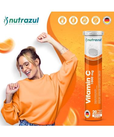nutrazul Vitamin C 1000mg Effervescent Tablets VIT C Supplement to Help Maintain Immune Function Gluten-Free Lactose-Free Sugar-Free Preservative-Free Orange Flavor 20 Count Pack of 3 - Buy Online on GoSupps.com