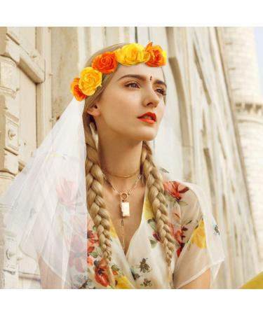 Boho Crown Veil for Weddings & Beach Photography - Hair Ripening Bachelor Veil - Buy Online on GoSupps.com