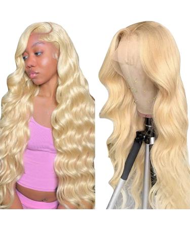 Dheridy 13x6 30 Inch 613 Lace Front Wig Human Hair Body Wave Blonde Lace Front Wigs Human Hair Pre Plucked 150% Density Glueless 613 HD Lace Frontal Wig Free Part 30 Inch 613 Body Wave 13x6 Wig