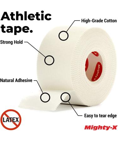 Mighty-X White Athletic Tape + PreWrap - 4 Pack - 1.5in x 45ft - No Sticky Residue - Ideal for Ankle, Climbing, Boxing - Sports Tape Athletic - Buy Online on GoSupps.com