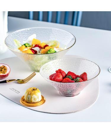 Round Glass Fruit Salad Bowl Japanese Style Clear Glass Ramen Bowl Household Breakfast Cereal Dessert Bowl for Kitchen 1000ML Soup Bowl Transparent 9 inches - Buy Online on GoSupps.com