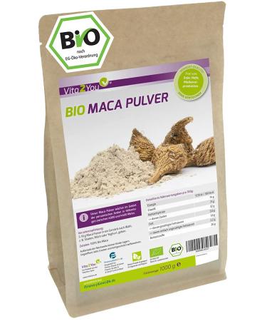 Vita2You Maca Powder 1kg - Organic Quality - Maca Root - whole tuber ground - 1000g in zip bag - Premium Quality - Buy Online on GoSupps.com