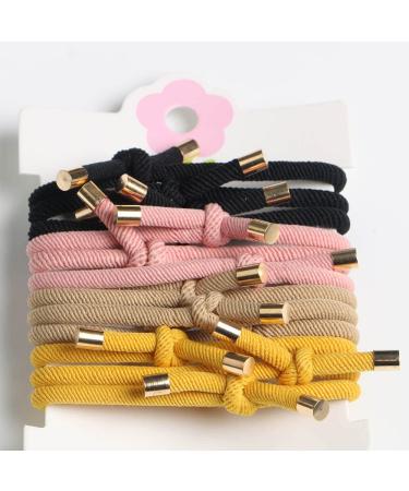12pcs Elastic Hair Ties Stretch Rubber Bands - Pack of 12 Women's Knotted Hair Rope Ponytail Holders (4 Colors) - Buy Online on GoSupps.com
