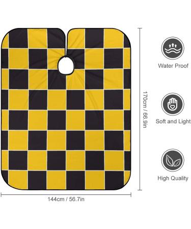 Yellow Black Chessboard Hair Cutting Cape Apron - Professional Salon Hairdressing & Barber Cape with Snap Closure - Buy Online on GoSupps.com