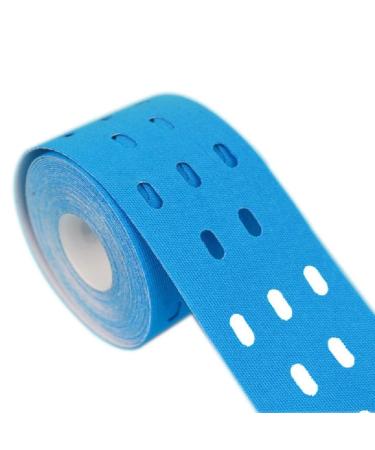 5m Waterproof Perforated Kinesiology Tape | Elastic Sports Weightlifting Tape Supports Muscles & Joints Water Resistant Elastic Muscle Wrap Elastic Kinesiology Tape Kinesiology Tape Elastic Tape Blue