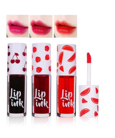 3-part liquid mini lipstick lip stain tone set glossy non-stick cup fruity fragrance moisturizing natural care waterproof lipstick make-up gift