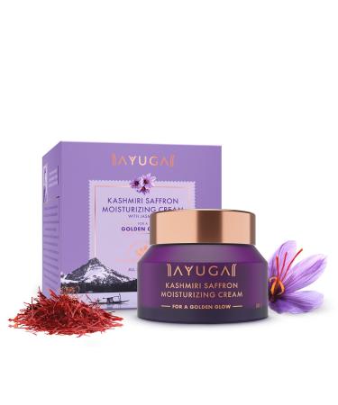 Ayuga Kashmiri Saffron Moisturizing Cream with SPF 25 & Jasmine | Long Lasting Moisturization with Sun Protection | Helps Give a Natural Glow | 1.76 Oz/50g