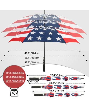 LLanxiry 68 Inch American Flag Golf Umbrella - Windproof, Automatic Open, Double Canopy, Vented Stick Umbrella for Men and Women - Buy Online on GoSupps.com